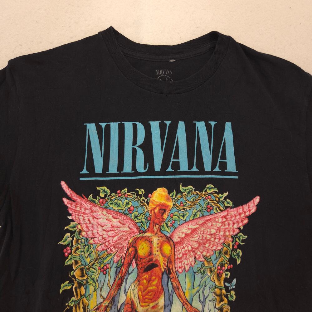 Nirvana Band Crew Neck Graphic T-Shirt Adult Mens Size Medium M Black 13902